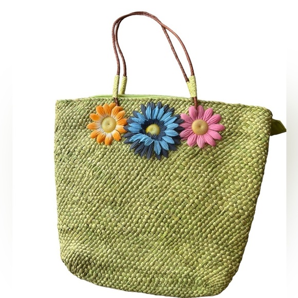 Y2K Floral Straw Purse - Picture 1 of 4